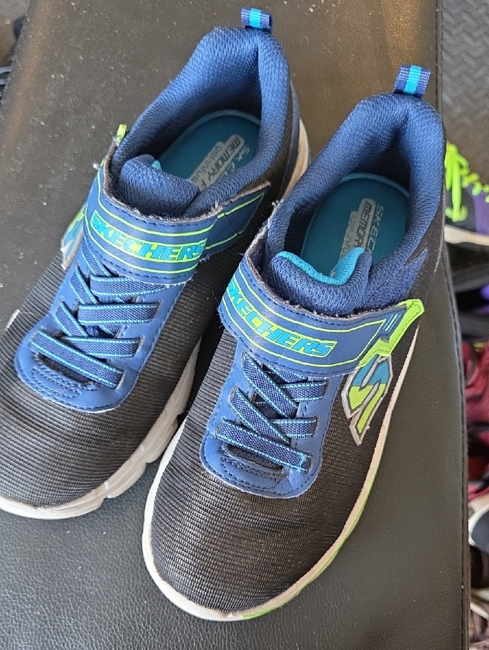 Skechers Boys' Navy, Black & Lime Slip-On Sneakers